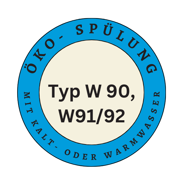 Eco flushing for minimum water consumption with cold or warm water from the operators mains for type W 90; W91/92