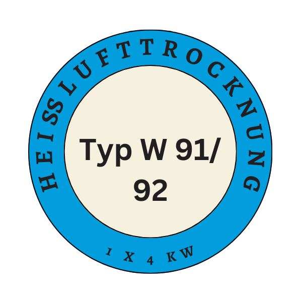 Hot air drying, 1x4 KW for type W 90 / type W 91-92