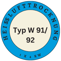 Hot air drying, 1x4 KW for type W 90 / type W 91-92