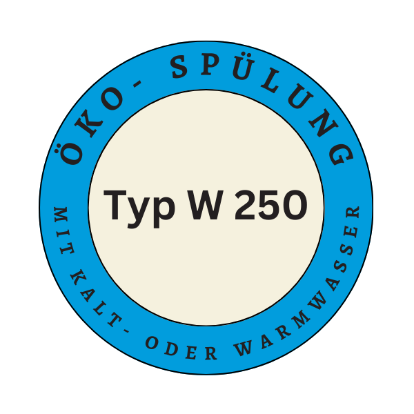 Eco flushing for minimum water consumption with cold or warm water from the operators mains for type W 250